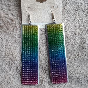 Rainbow toned bejeweled earrings